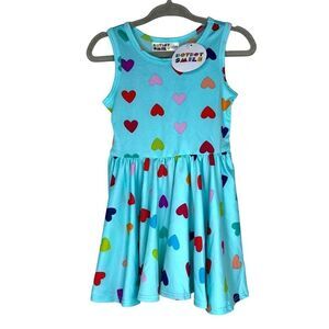 NEW Dot Dot Smile Multicolor Hearts Blue Tank Dress 12-24 Months